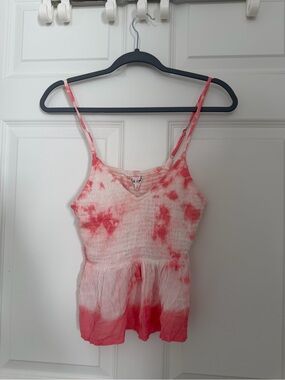 Tie-Dye Pink Smocked Camisole Top